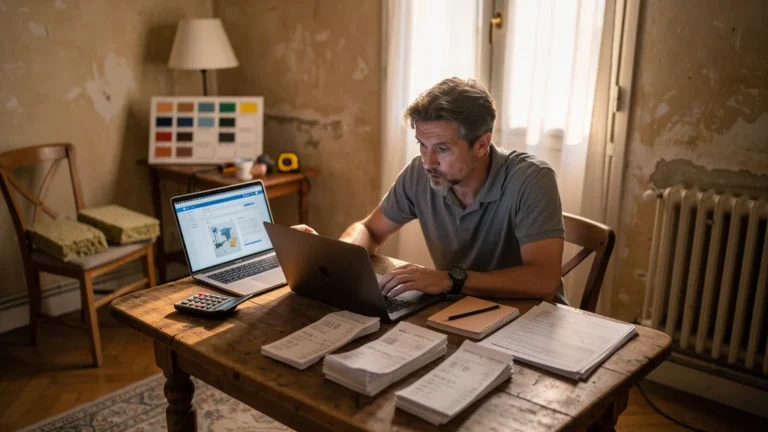 Simulation MaPrimeRenov' sur trois scénarios avec écart de 2 800 euros, image d'illustration réaliste