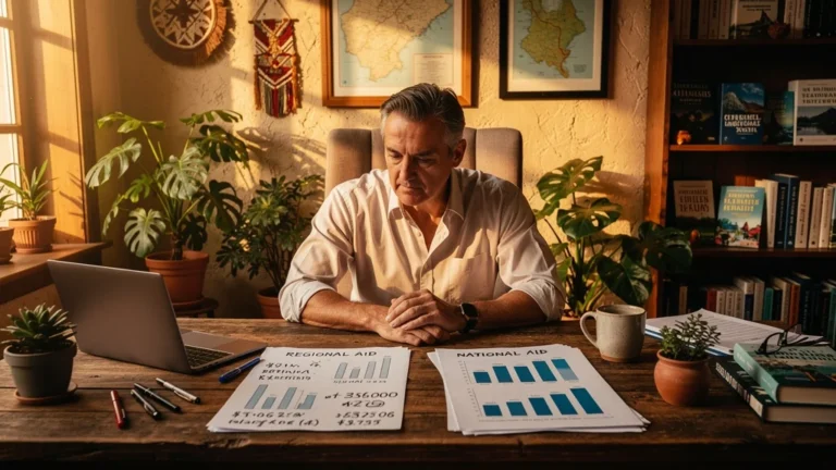 Portrait réaliste d’un entrepreneur préférant les aides régionales aux aides nationales malgré un budget limité