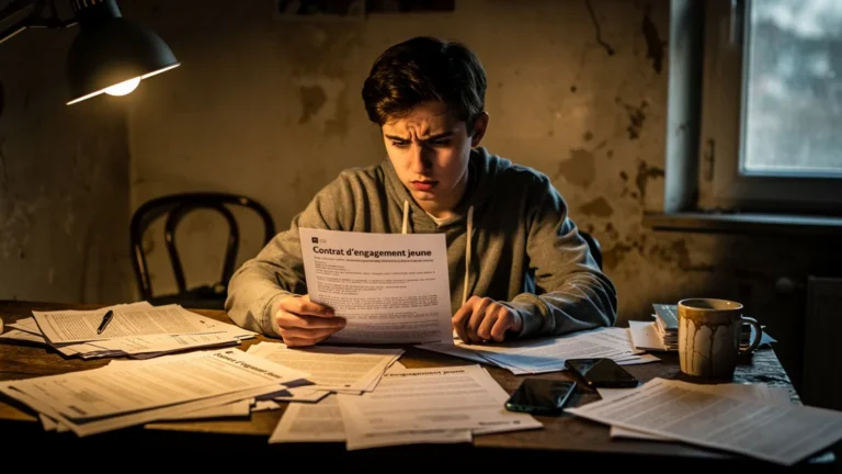 Jeune hésitant devant un contrat d’engagement jeune mal connu et perçu comme contraignant