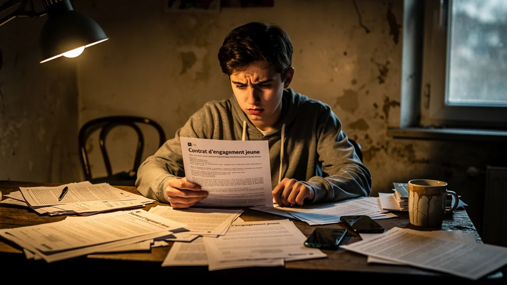 Jeune hésitant devant un contrat d’engagement jeune mal connu et perçu comme contraignant